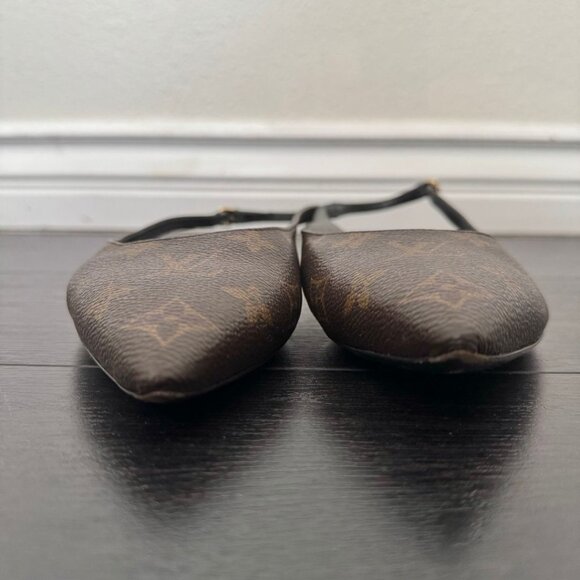 Louis Vuitton Cherie Slingback Flats Brown Monogram Canvas Pointed - Picture 3 of 12